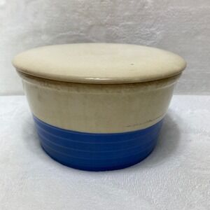 VTG Universal Potteries Cobalt Blue Cream Refrigerator Dish with‎ Lid